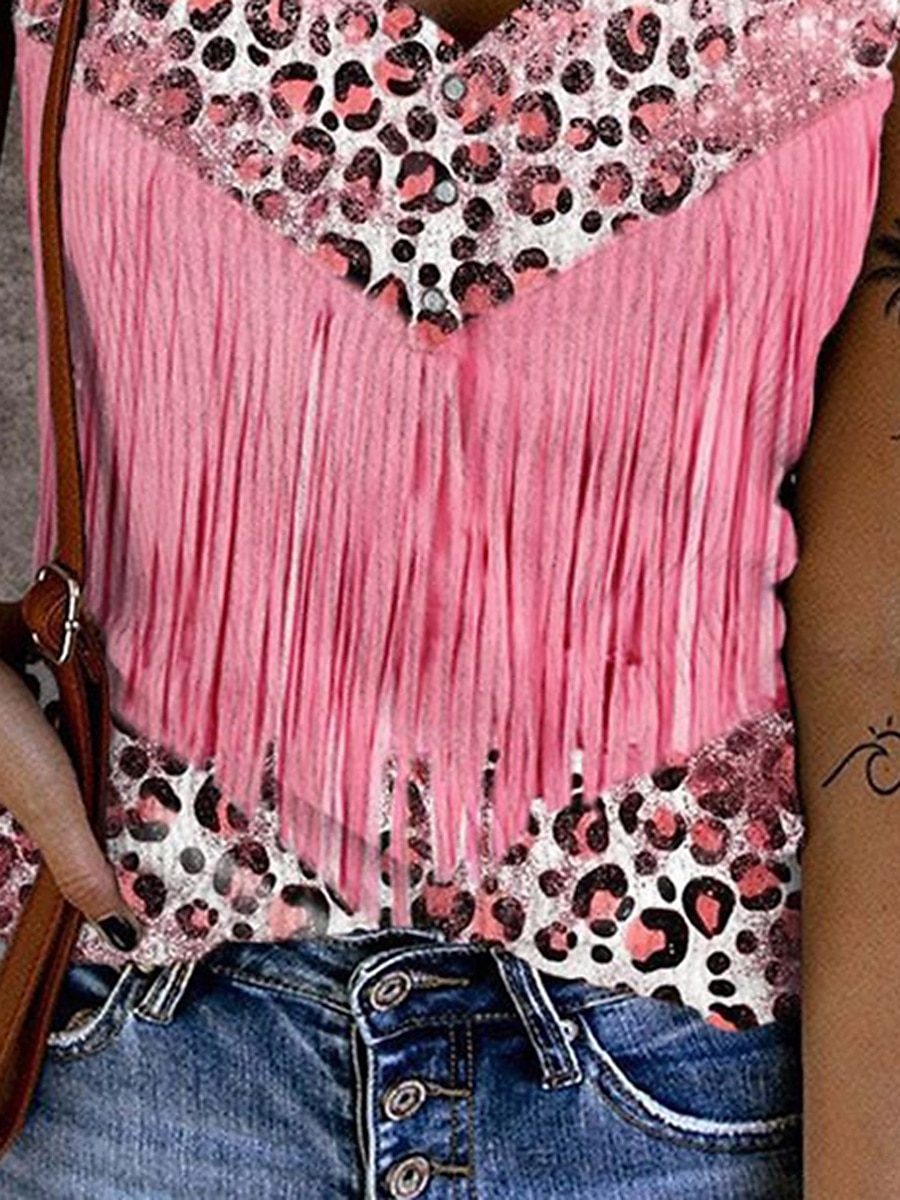Damen Camisole-Tanktop Leopard Farbblock Stilvoll Lässig Ärmellos Ärmellos V Ausschnitt Crop Tops Täglich Druck Rosa Blau Sommer Frühling 2025 - $17.99 –P3