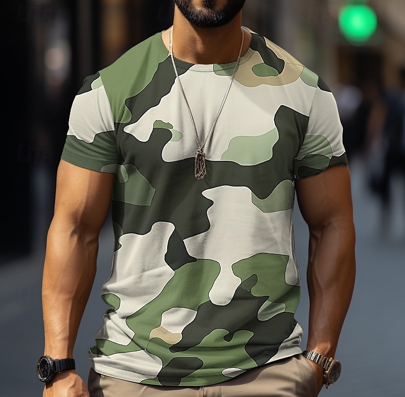 Homme T-shirt Chemise à manches courtes Manche Courte Col Rond Printemps & Automne Motif Mode Designer Imprimé Vacances Rue Sortir Vert Menthe Vert Vert clair T-shirt haut de gamme pour homme de 2025 ? $10.99 –P1