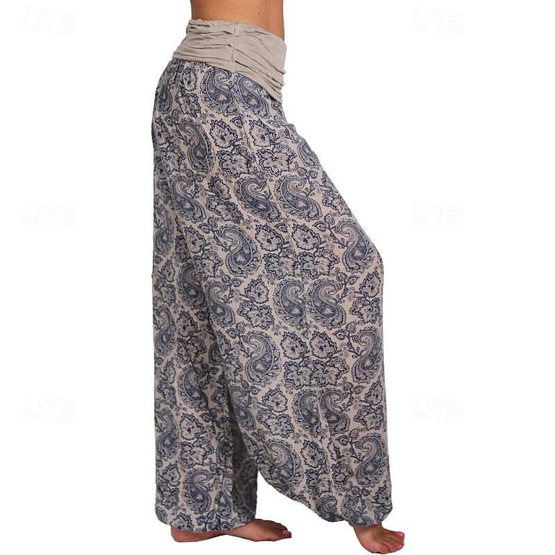 Damen Weites Bein Stoffhosen Hosen Hose Mode Boho Volle Länge Natürliche Taille Blumen Druck Bequem Außenbereich Outdoor Urlaub Alltagstauglich Magenta Saphir Marineblau Aprikose Sommer Normale 2025 - $19.99 –P7
