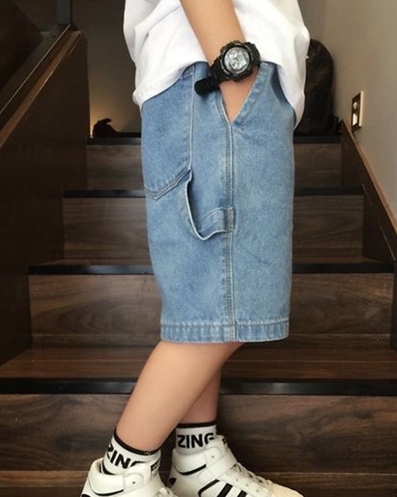 Kids Boys Shorts Solid Color Breathable Soft Comfort Shorts School Cool Basic Black Blue Mid Waist 2026 - $16.49 –P4