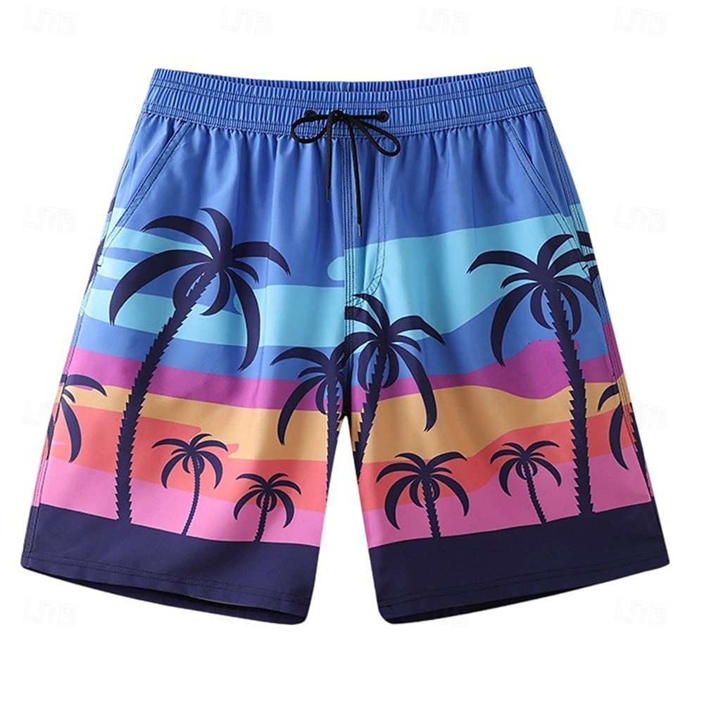 Homens Calção Shorts de praia Bolsos Com Cordão Imprimir Gráfico Folha Árvore Respirável Secagem Rápida Comprimento do joelho Ao ar livre Férias Casa Férias Estilo Étnico Azul Céu Azul escuro de 2025 por $17.99 –P16