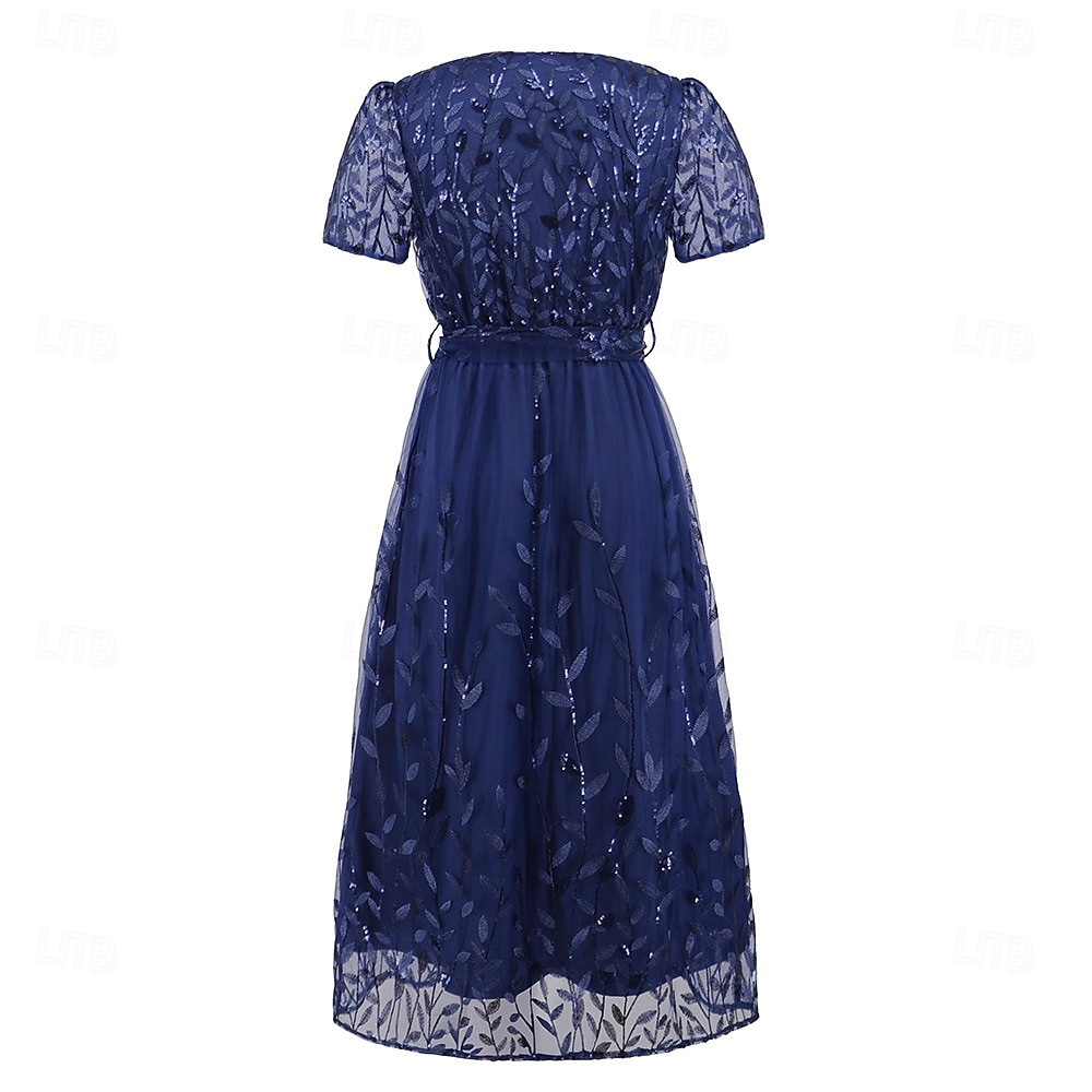 A-Linie Kleid Brautmutterkleid Elegant V Ausschnitt Bodenlang Spitze Kurzarm mit Schärpe / Band Falten 2025 2025 - $79.99 –P7