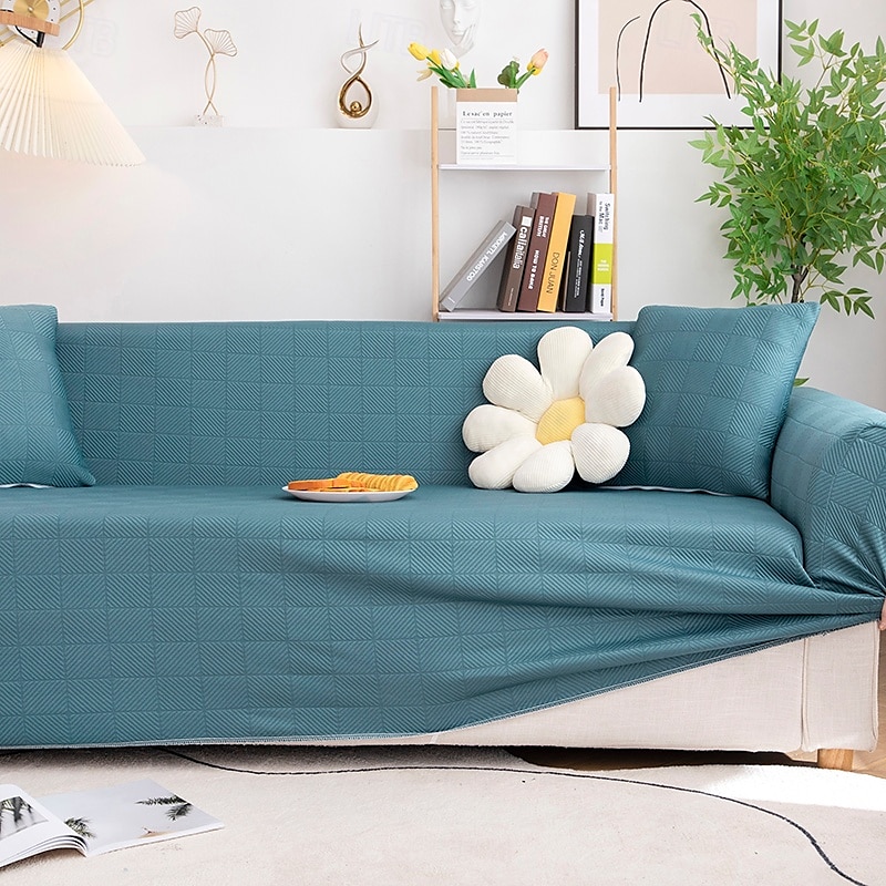 Stretch Sofa Cover Slipcover Elastic Sectional Couch Armchair Loveseat 4 or 3 seater L shape Jacquard Grey Water Repellent Plain Solid Soft Durable Washable 2025 - $45.99 –P17