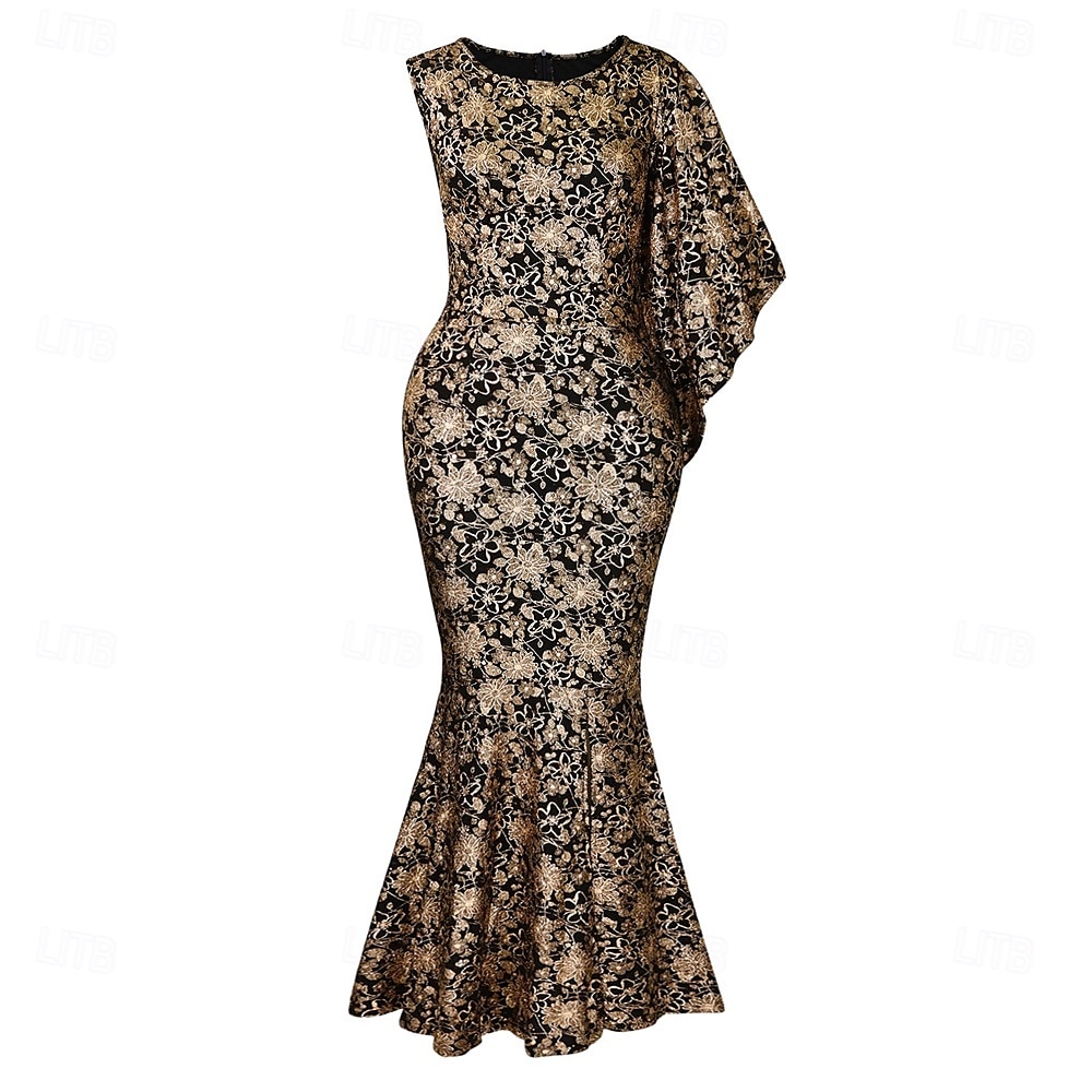 Kleid Mutter der Braut Kleid Elegantes Boot-Ausschnitt Bodenlänges Spitzen Kurzarm mit Pailletten 2025 - $49.99 –P16