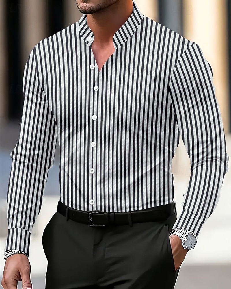 Per uomo Camicia Camicia Estiva Camicia casual Camicia da Spiaggia Camicia con Bottoni Nero Bianco Rosa Verde militare Manica Lunga Semplice Collo alla coreana Vacanza Camicia hawaiana Bottoni del 2025 a $20.99 –P8
