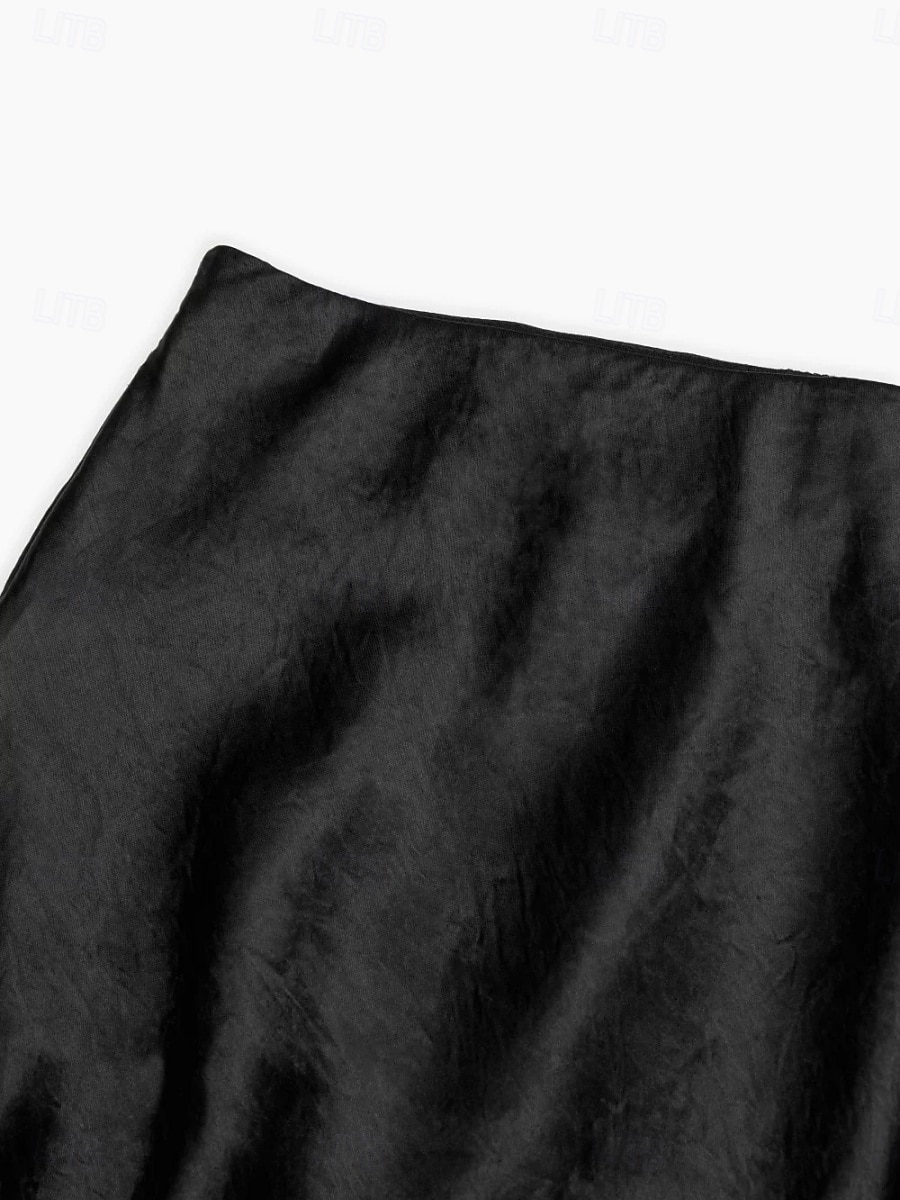 Gonna da donna A Line Colore solido Moda Casual Mini Vita alta Gonne Pura Tasca Stampa Micro-elastico Strada Giornaliera Nero Champagne Oro Verde militare Estate Satin del 2025 a $16.99 –P22