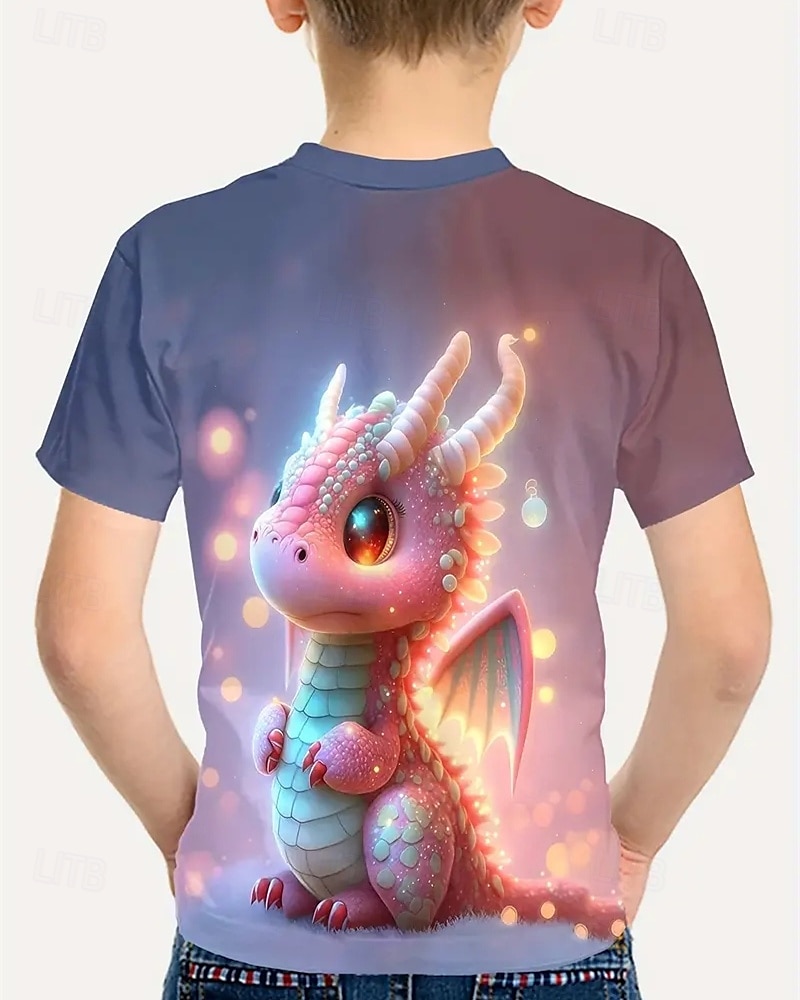 Jongens 3D Dinosaurus T-shirt Korte mouw Zomer Lente Modieus Basic Kinderen 4-12 jaar Strakke ronde hals Buiten Casual Dagelijks Normale pasvorm 2025 - $11.99 –P6