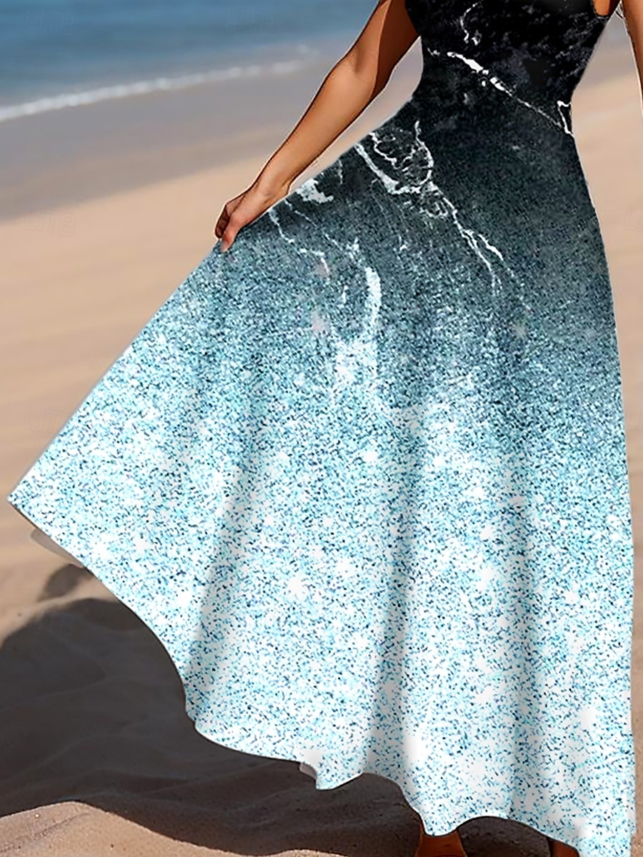 Women's Maxi Dress A Line Dress Off The Shoulder Dress Vacation Casual Beach Party Regular Fit Ombre Graphic Marble Sleeveless Square Neck Scoop Neck Light Pink Ice Blue Peacock Blue Summer Spring 2025 - $26.99 –P6
