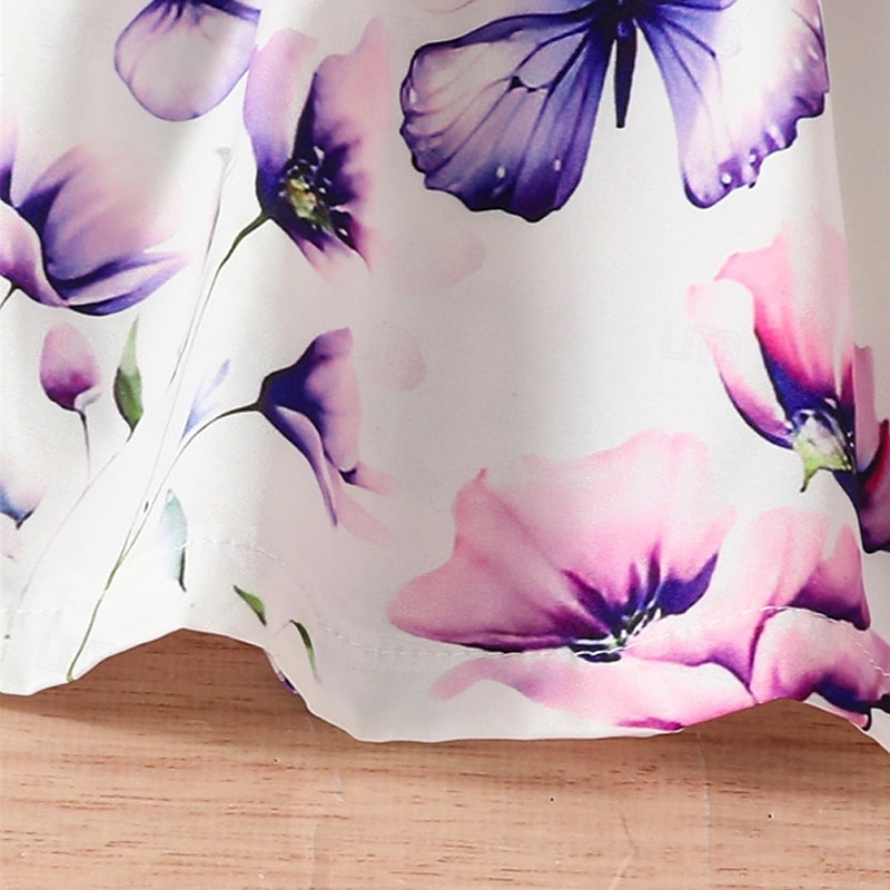 Kinder Mädchen Kleid Blumenkleid Schmetterling Blume Ärmellos Outdoor Lässig Knotenbinde Mode Niedlich Polyester Knielang Freizeitkleid A Linie Kleid Sommer Frühling Ab 4 Jahren Rosa Wein Purpur 2025 - $13.99 –P7