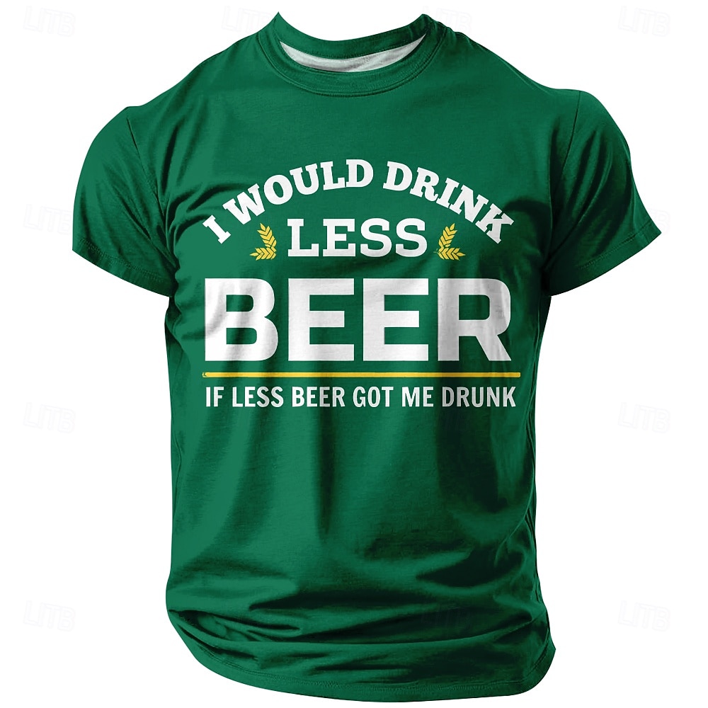 2025年 男性用おもしろ飲酒Tシャツ '少しでも酔わないためにビールを飲む量を減らすだろう'ビール好きのためのショートスリーブグラフィックTシャツ  コレクション – $17.99 –P3