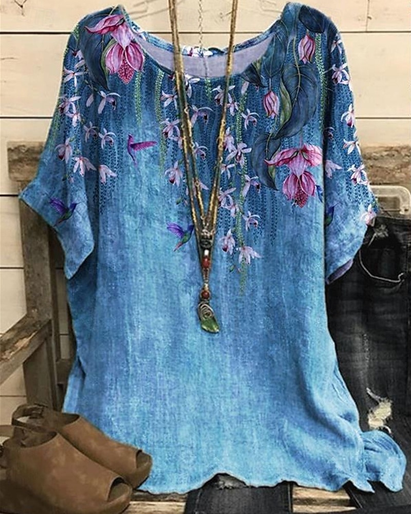 Pentru femei Cămașă Tricou Tee Top Imprimeu Elegant Modă Modern Manșon scurt Stil Nautic Topuri obișnuite Zilnic Sfârșit de săptămână Bleumarin Albastru piscină Mov Gri Deschis Gri Închis Vară 2025 - GBP £13.13 –P5