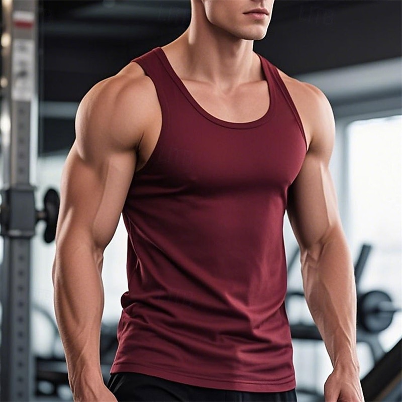 Men's Tank Top Vest Top Undershirt Sleeveless Shirt Sleeveless Crew Neck Summer Plain Fashion Designer Basic Classic Vacation Street Going out Black White Wine Top Tee for Men 2025 - $11.99 –P16