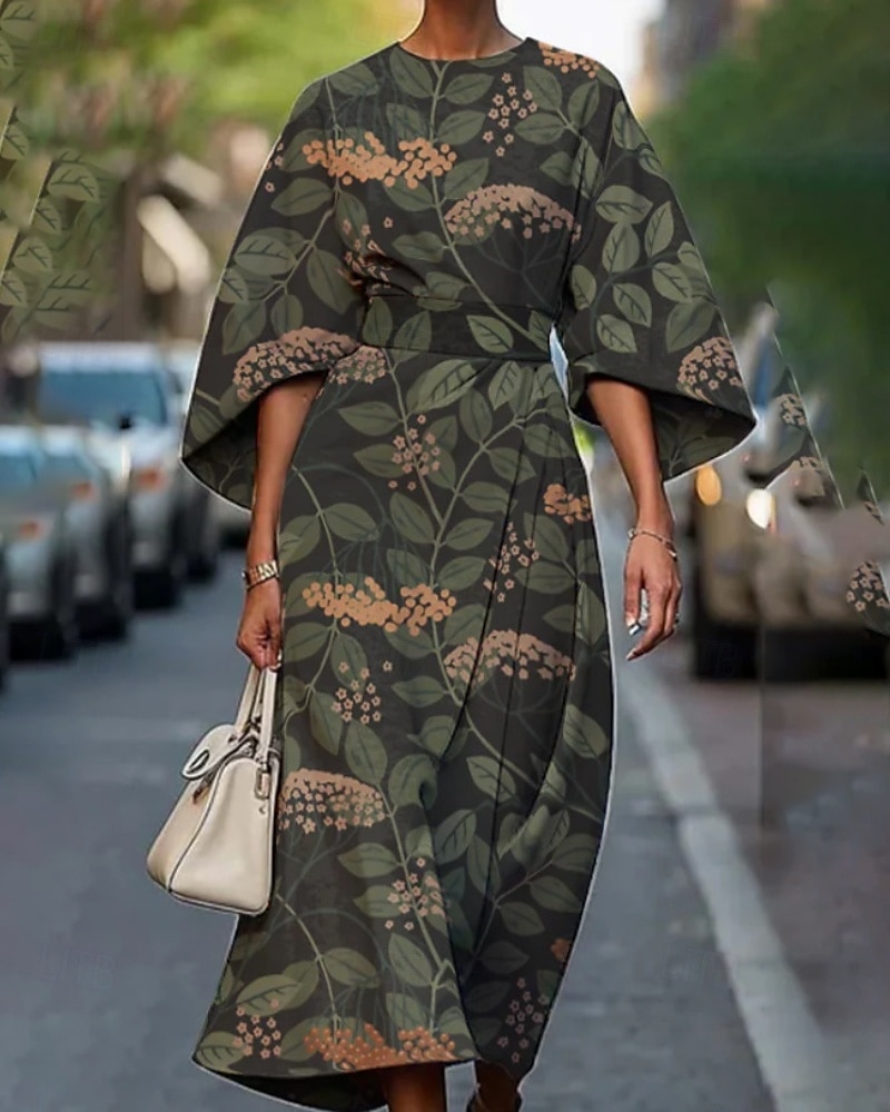Femmes Robe Midi Robe Fleurie Robe Imprimée Classique Moderne Extérieur Vacances Quotidien Coupe régulière Fleur Demi Manches Col ras du cou Rose Claire Vert foncé Orange Été de 2025 ? $25.99 –P3