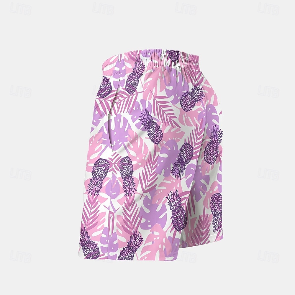 Herre Ananas Palmetre Tropiske planter Badeshorts Surfeshorts Medium Midje Gatemote Hawaiisk Strandferie Sidelommer Mesh fôr Elastisk snøring i midjen Designer Klær 2025 - $19.99 –P3