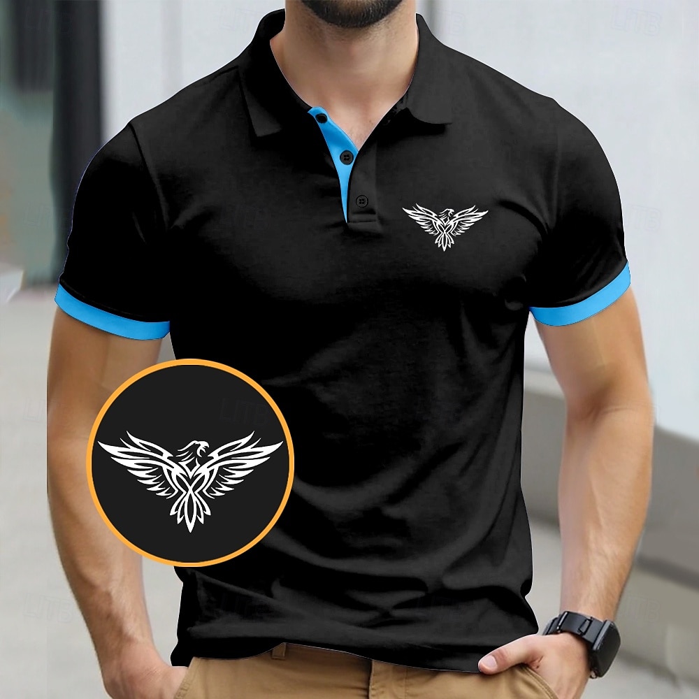 Herren Adler Polo Kurzarm Polo-Shirts Hemden mit Kragen Business-Casual Geschäft Athleisure Alltagskleidung 3D-Druck Sommer Schwarz Gelb Marinenblau 2025 - $25.99 –P5