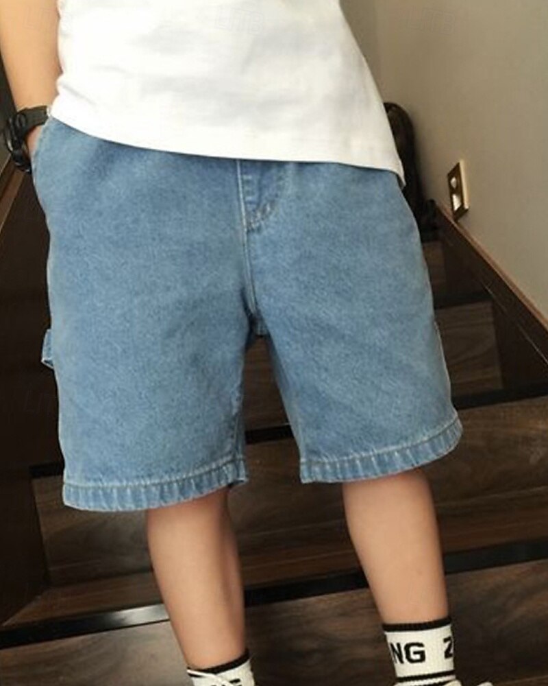 Kids Boys Shorts Solid Color Breathable Soft Comfort Shorts School Cool Basic Black Blue Mid Waist 2026 - $16.49 –P3