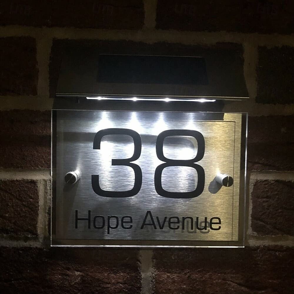 1 stück außen adresse lichter solar edelstahl wasserdichte tür anzahl licht hof garten villa straße zeichen haus anzahl lichter wand lichter 2025 - $32.99 –P3