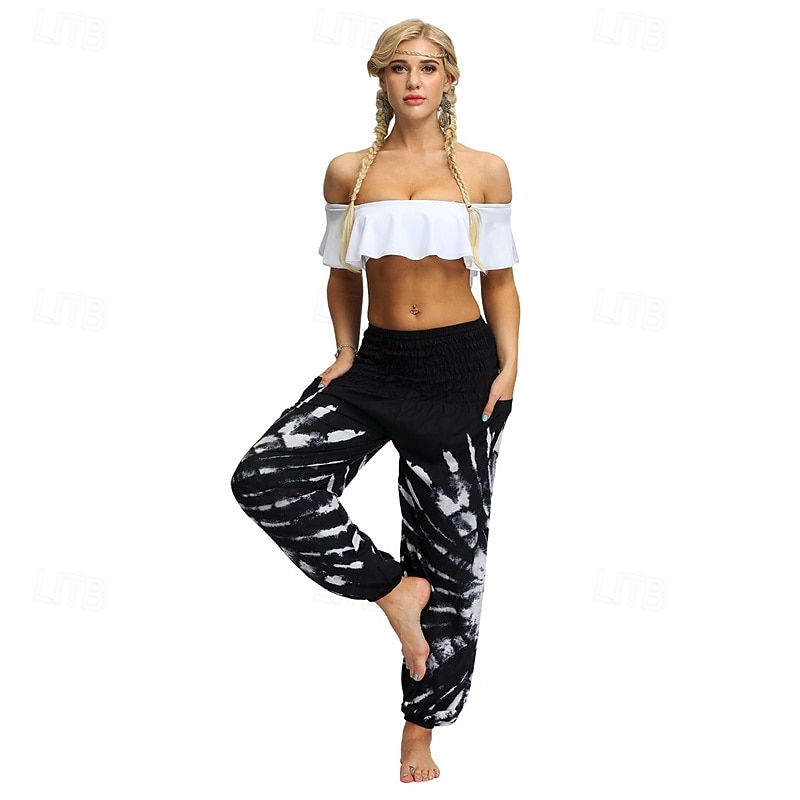 Retro Vintage Boho 1970s Harem pants Yoga Pants Hippie Tie Dye Smocked Waist Rainbow Fancy Dress Women's Halloween Carnival Pride Parade Pride Month Festival Adults' Pants 2026 - $27.99 –P20