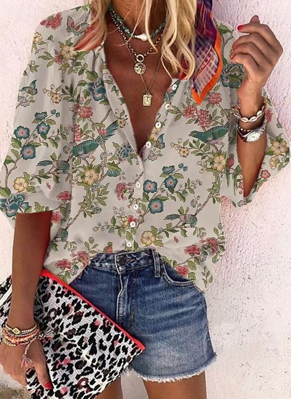 Femmes Chemise Hauts d'été Bohème Quotidien Chaussures de plage Demi Manches Col de chemise Hauts Réguliers Léopard Noir Jaune Bleu Ciel Fuchsia Été de 2025 ? $19.99 –P1
