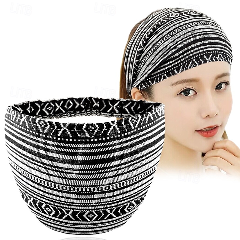 Boho Headbands for Women Girls Wide Hippie Hair Accessories Colorful Stripe Head Bands for Women's Hair Fashion Hairbands Turban Headwraps Non Slip 2025 - $8.49 –P11