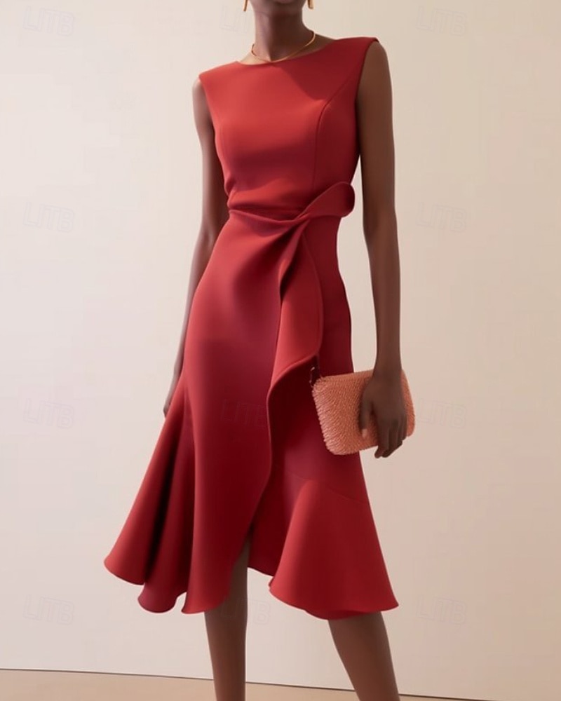 Femmes Robe Midi Robe de Bal Robe de Soirée Mode Soirée Date Coupe régulière Uni Sans manches Col ras du cou Rouge Violet Bleu clair Été de 2025 ? $24.99 –P3