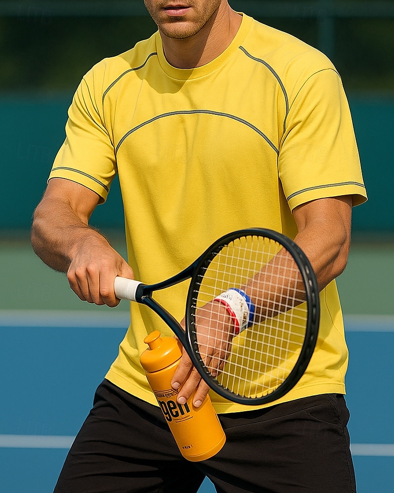US Open Pánské Jednobarevné Sportovní košile Tenisové tričko Krátké rukávy Kontrastní vazba Ter Emen Odvod vlhkosti Prodyšné Tenis Golf Pickleball Černá Žlutá Šedá Oblečení na tenis 2025 - $23.19 –P5