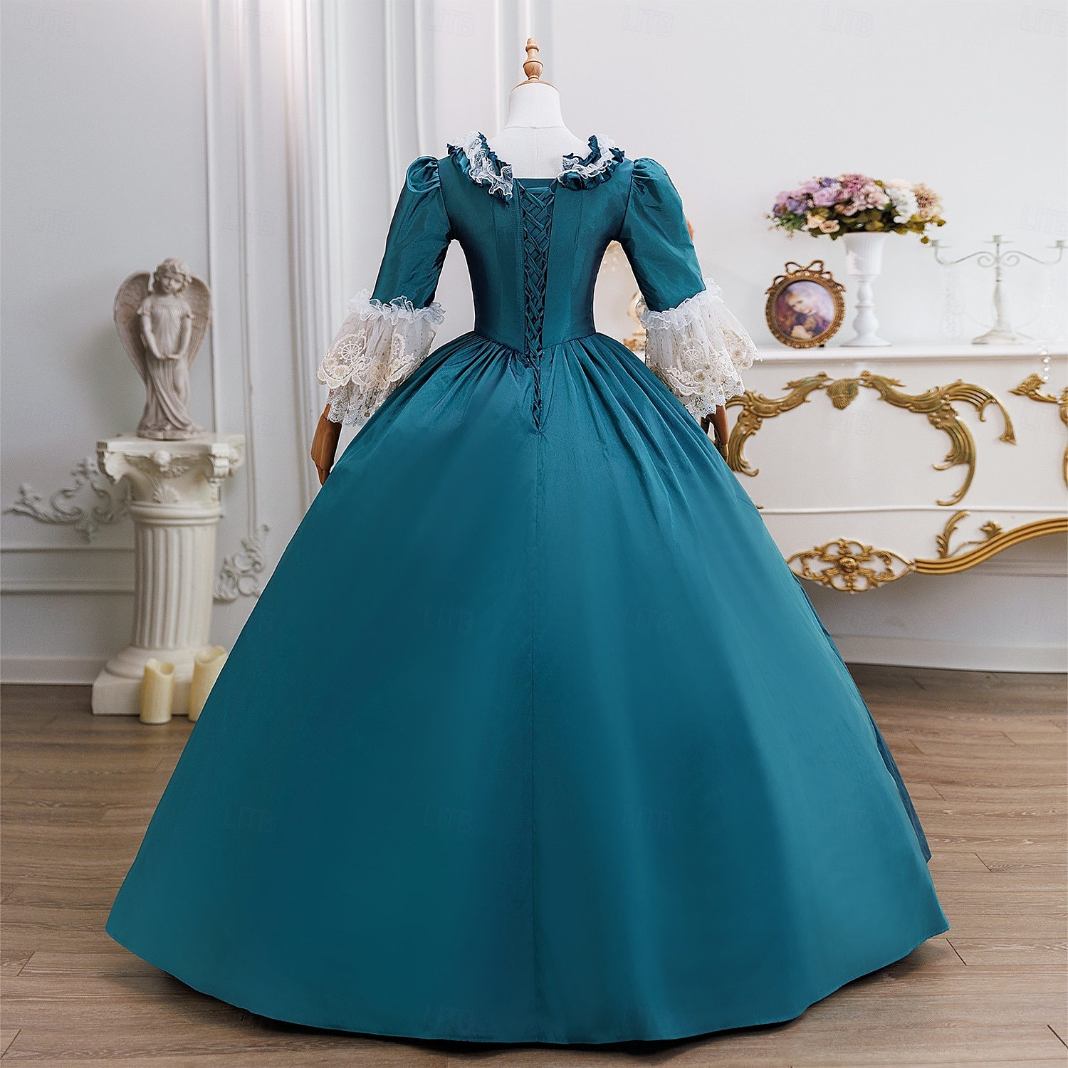 Vintage Rokoko Renässans Maxi Klänningar Vanligt Juliet ärm Prinsessa Brud Plisserad Med volanger Prinsessa Rund hals Dam Halloween Karnival Maskerad Prestanda Fest Halloween Vuxen Alla årstider 2025 - $294.29 –P4