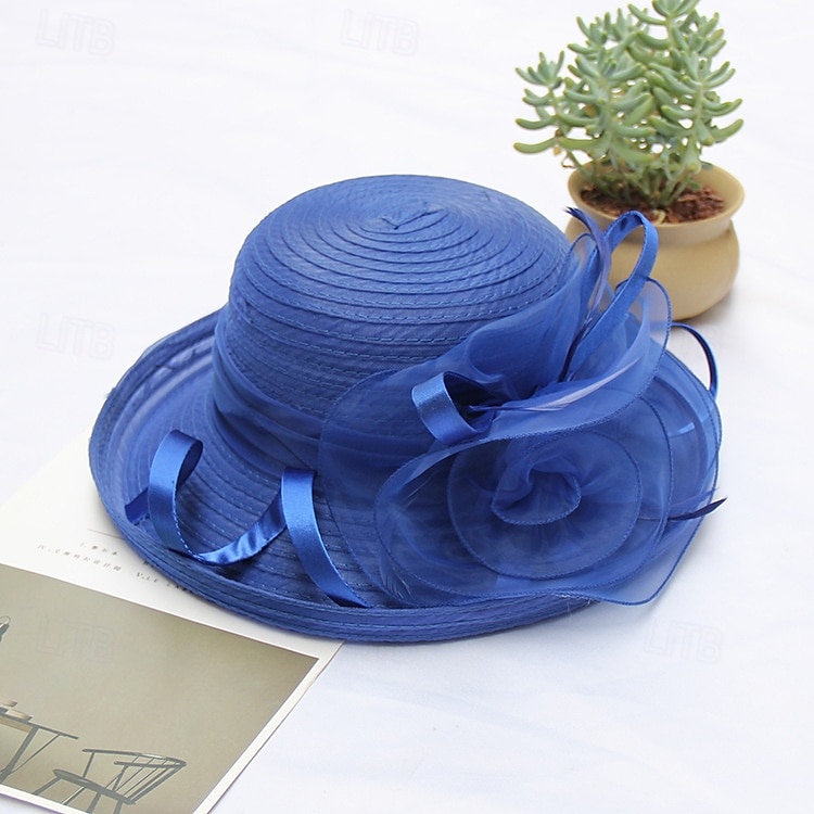 damskie organza kentucky kapelusze przeciwsłoneczne - szerokie rondo kwiatowe kapelusze kościelne kapelusz plażowy derby na przyjęcie herbaciane ślub suknia ślubna 2026 - $19.99 –P8