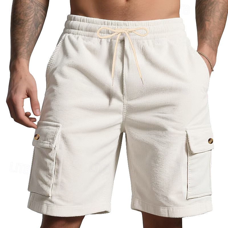 Bărbați Pantaloni Scurți Cargo Pantaloni Scurți Pantaloni scurți de vară Cordon Talie elastică Multi Buzunare Simplu Confort Purtabil Lungimea genunchiului În aer liber sportiv Zilnic Modă Casual 2025 - $20.99 –P2