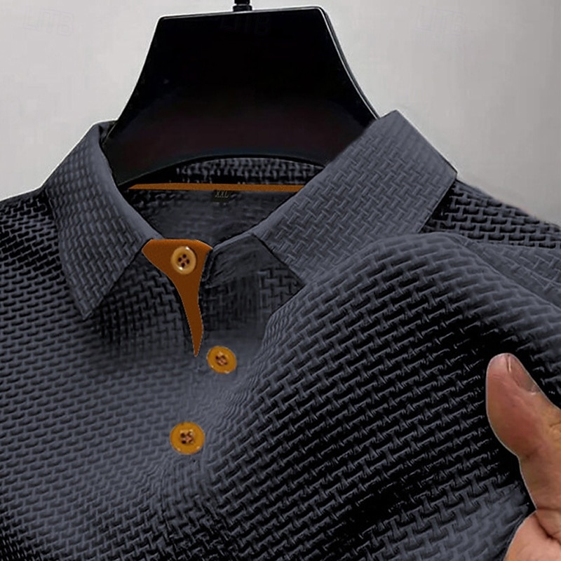 Per uomo Maglia da golf Polo da Golf Casuale Lavoro Bavero Manica Corta Essenziale Moderno Semplice Jacquard Bottoni Estate Vestibilità regolare Blu Nero Bianco Blu marino azzurro cielo Grigio scuro del 2026 a $18.99 –P6
