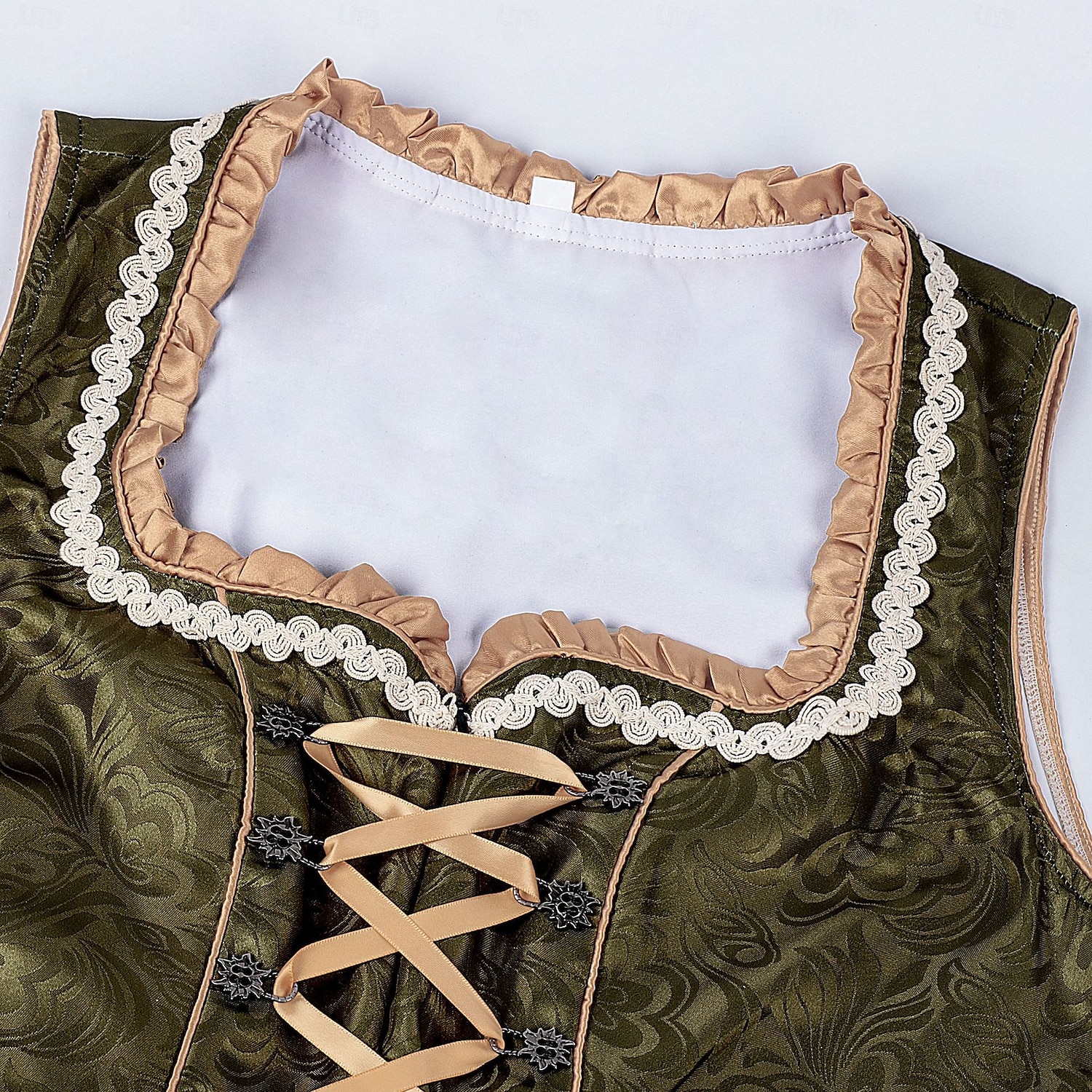 Női Zöld Csipkés Dirndl Ruha Köténnyel és Blúzzal Oktoberfest Wiesn Sörfesztiválra 2025 - $73.99 –P6