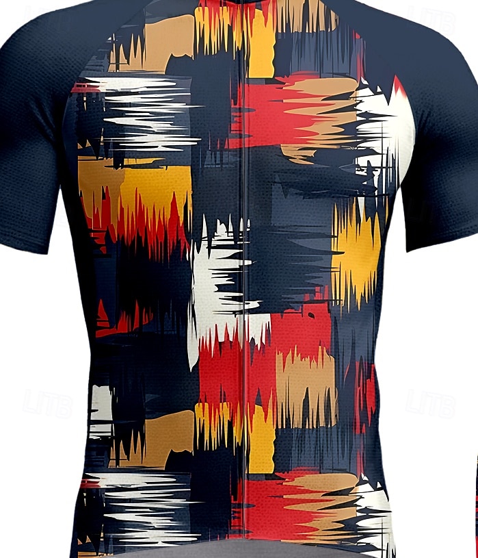 Men's Cycling Jersey with Bib Shorts Short Sleeve Navy Blue Bike Sports Graphic Plaid Checkered Camo / Camouflage Clothing Apparel 2025 - $43.99 –P3