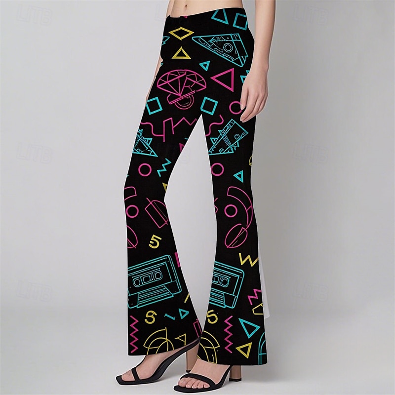 Retrò Vintage Anni '70 Fantastico Pantaloni a zampa d'elefante leggings svasati Pantaloni a zampa Hippie Disco Vita alta Geometrico Psichedelico Costume Per donna Halloween Carnevale Vacanza Festival del 2026 a $48.99 –P6