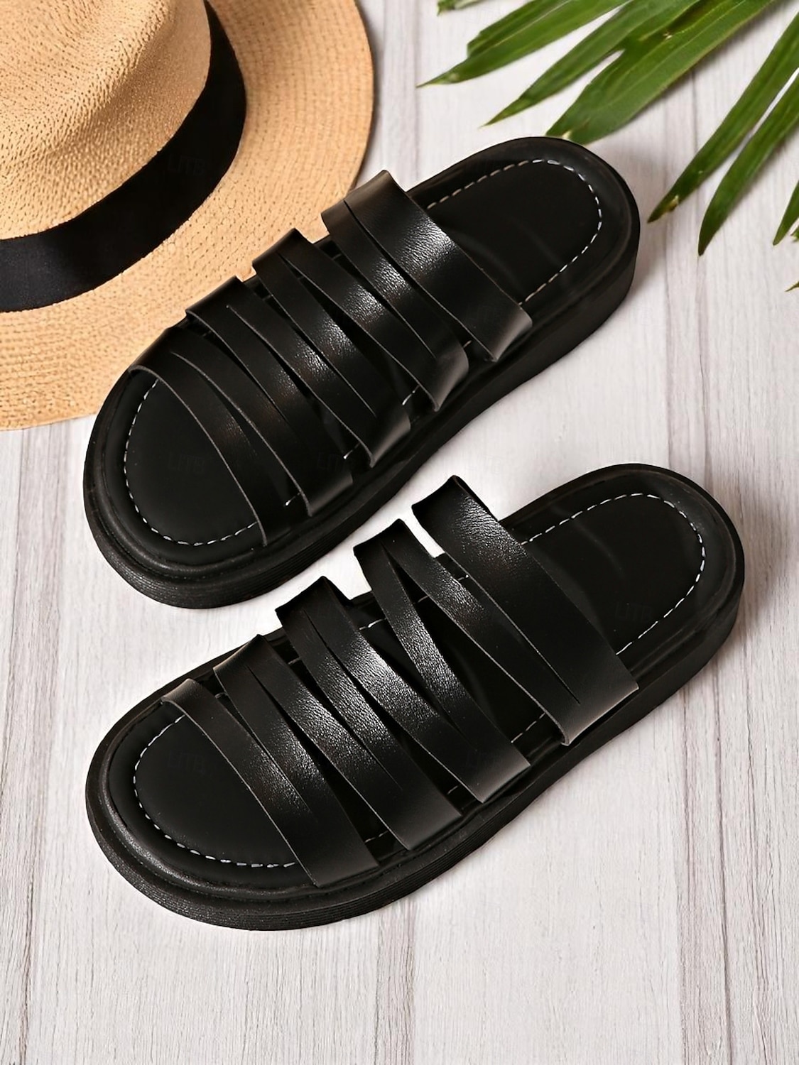 Women’s Brown Multi-Strap Slide Sandals – Casual Faux Leather Flats for Beach, Resort, and Vacation Outfits 2025 - $24.99 –P2
