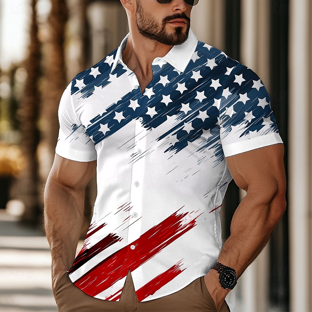 Giornata dell'indipendenza Per uomo Bandiera Americana Patriottico 4 luglio Camicia Camicia Estiva Camicia con Bottoni Manica Corta Moda Casual All'aperto Ferie Estate Primavera Collo ripiegato del 2025 a $23.99 –P1