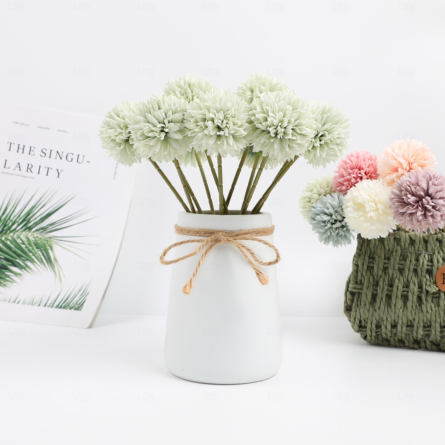Artificial Chrysanthemum Ball Flowers, Macaron Color Fake Table Tennis Flowers for Wedding Decor, Home Decoration, Desktop Arrangement, Photography Props, Faux Floral Bouquet 2026 - $9.99 –P13