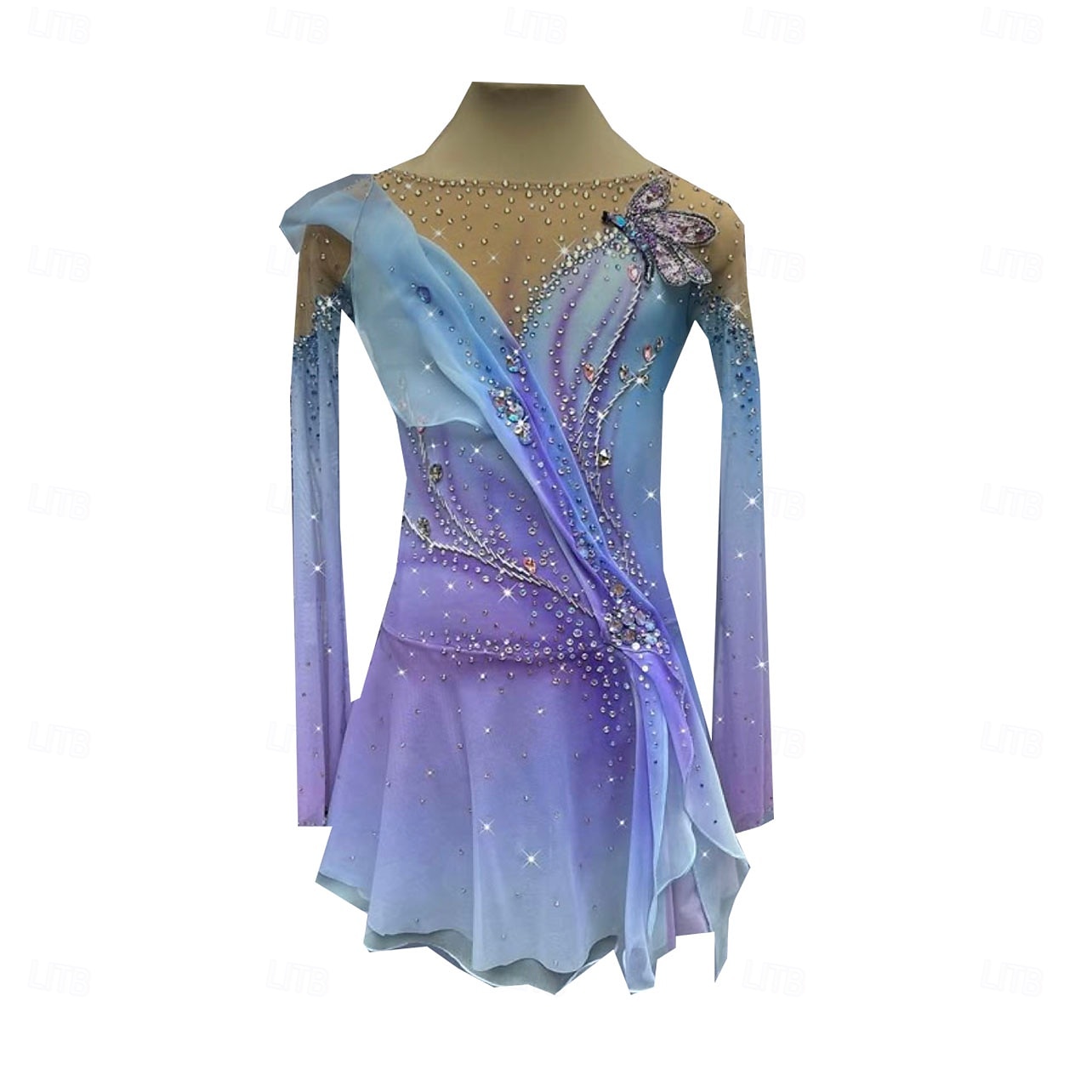 Abito da pattinaggio artistico Per donna Ragazze Pattinaggio sul ghiaccio Vestito Viola Foro per il pollice tintura sfumata Alta elasticità Professionale Competizione Vestiti da pattinaggio sul del 2026 a $388.99 –P2