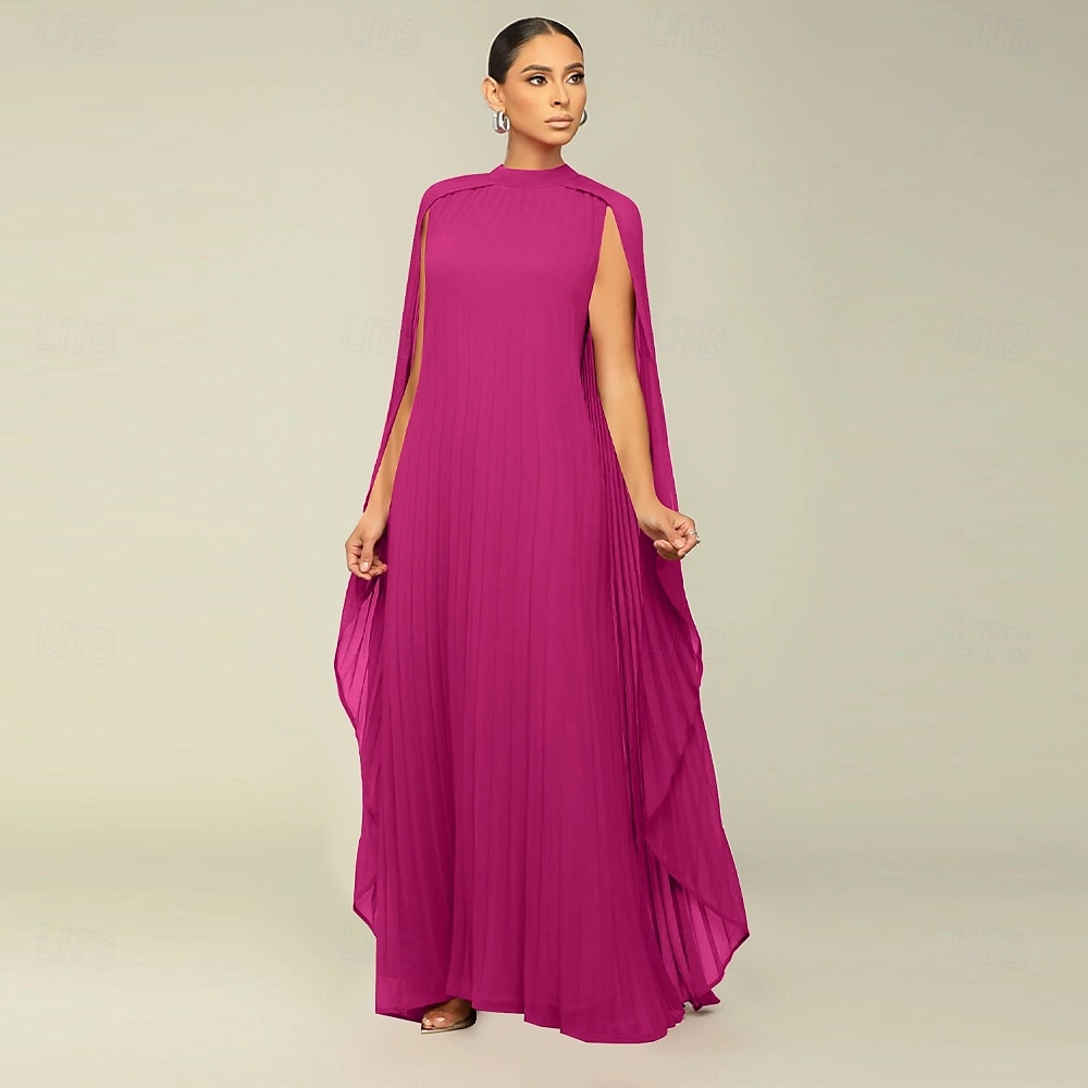Abiti A-Line Quinceanera elegante abito formale matrimonio lunghezza al pavimento maniche lunghe scollo alto chiffon con pieghe del 2025 a $119.99 –P6