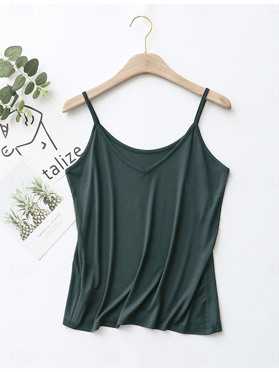 Pentru femei Camisole Tank Top Culoare solidă Zilnic De Bază Casual Fără manșon Cu Bretele Topuri obișnuite Zilnic Fără Spate Negru Alb Roz Îmbujorat Bleumarin Trifoi Vară 2025 - $6.49 –P10