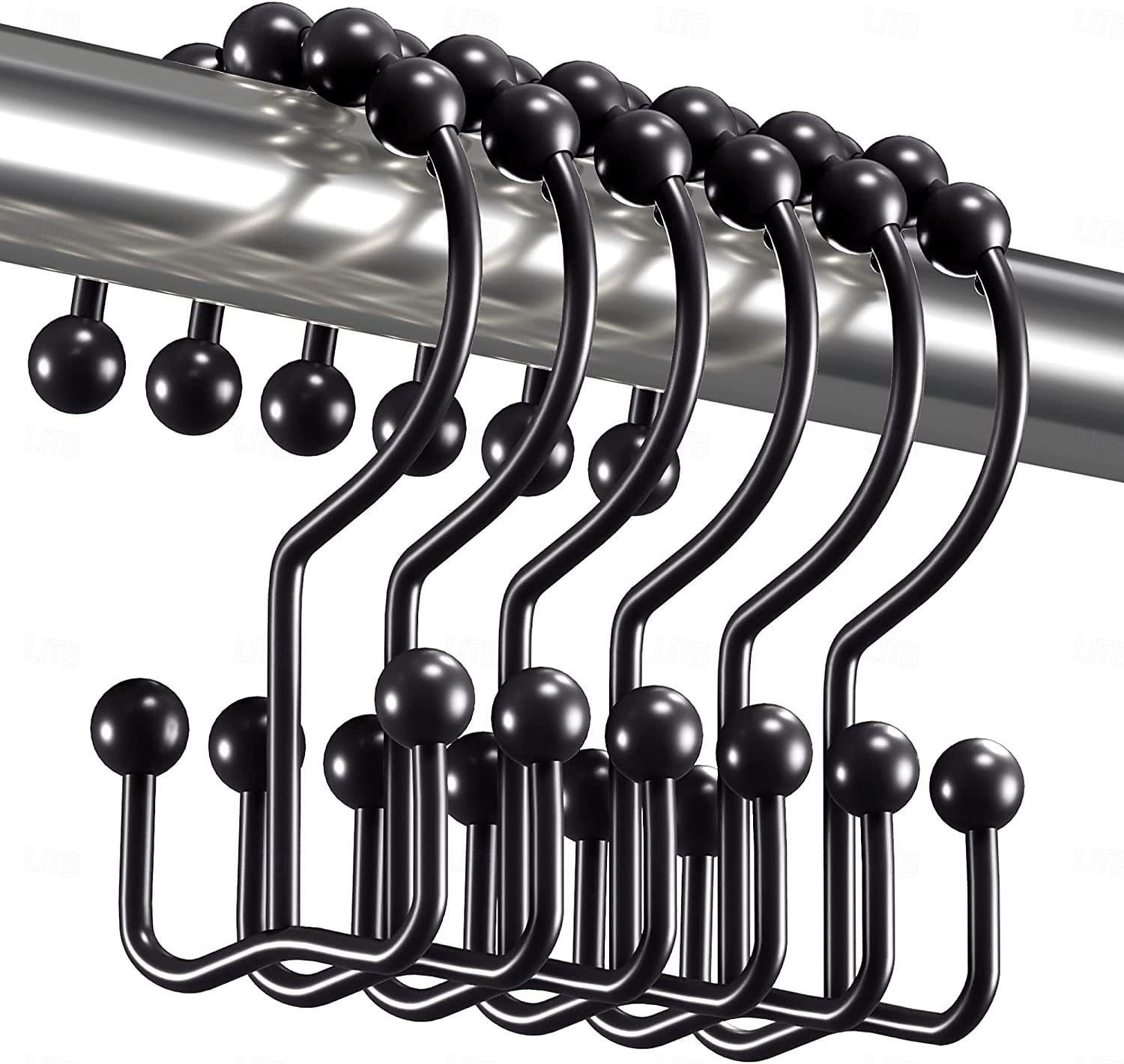 Shower Curtain Hooks, 12 Pcs Shower Curtain Rings, Durable Rust Proof Black Shower Curtain Hooks, Shower Rings for Curtain, Double Glide Shower Curtain Hooks for Shower Curtain Rods 2025 - $12.49 –P4