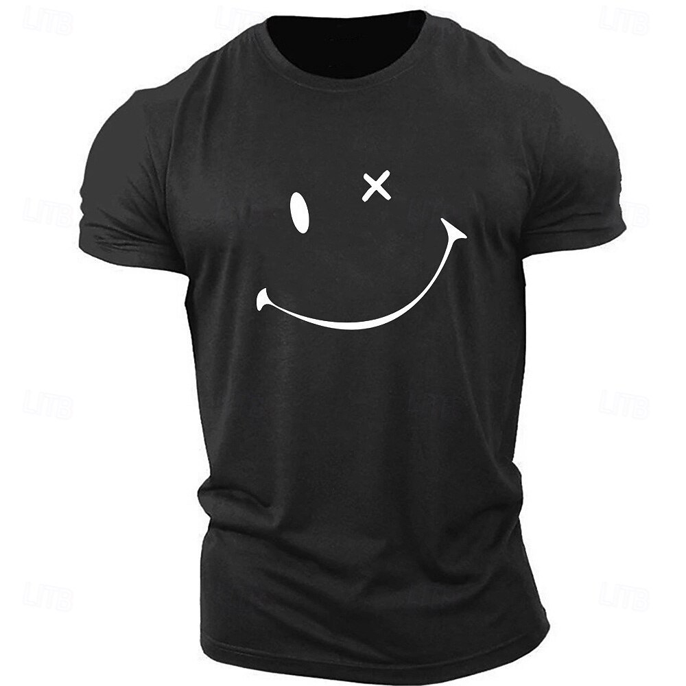 Herr Grafiska tryck Abstrakt T-shirt Grafiska utslagsplatser 100 % bomull Kortärmad Grafisk Skjorta Heather Grey Svart Vit Bekväm t-shirt Utomhus Gata Modedesignerkläder 2025 - $15.99 –P1
