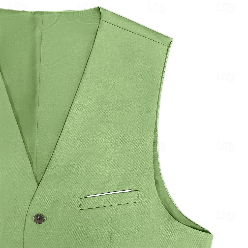 Herren Hochzeits Business Anzüge Schwarz Salbei Formal Sommer Uni Farbige Standard Passform 3-Teilig Einreiher Zwei-Knöpfe 2025 - €114.99 –P9