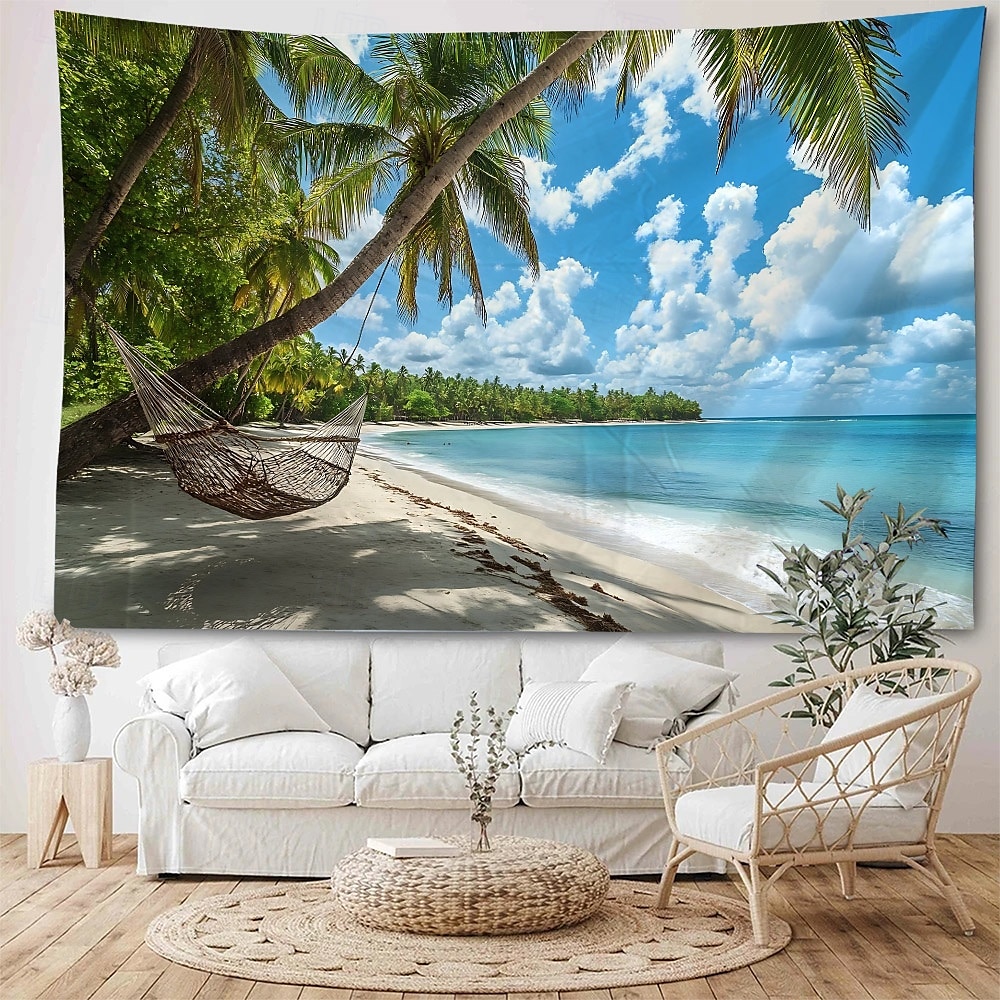 strand kokosnøttre landskap sommer hengende billedvev veggmaleri stor billedvev veggmaleri dekorasjon bilder bakgrunn teppe gardiner hjem soverom stue dekorasjon 2025 - $13.99 –P7