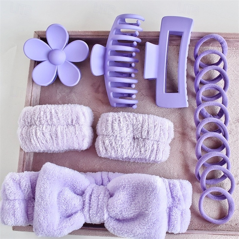 Conjunto de 16 faixas de cabeça para cuidados com a pele, conjunto de faixas de cabeça para lavagem facial, spa e maquiagem, incluindo 1 faixa de cabelo, pulseira, 3 grampos de cabelo e 10 elásticos de 2025 por $9.49 –P3