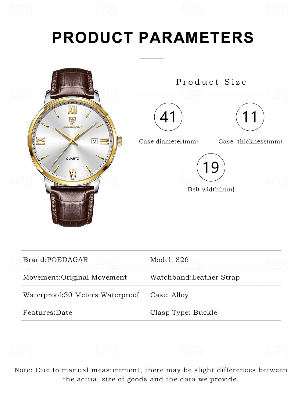 826 Men's Quartz Watch – Ultra-Thin Alloy Case, Leather Strap, Luminous Hands, Date Display, 30M Waterproof, Classic Business Style 2026 - $32.99 –P5