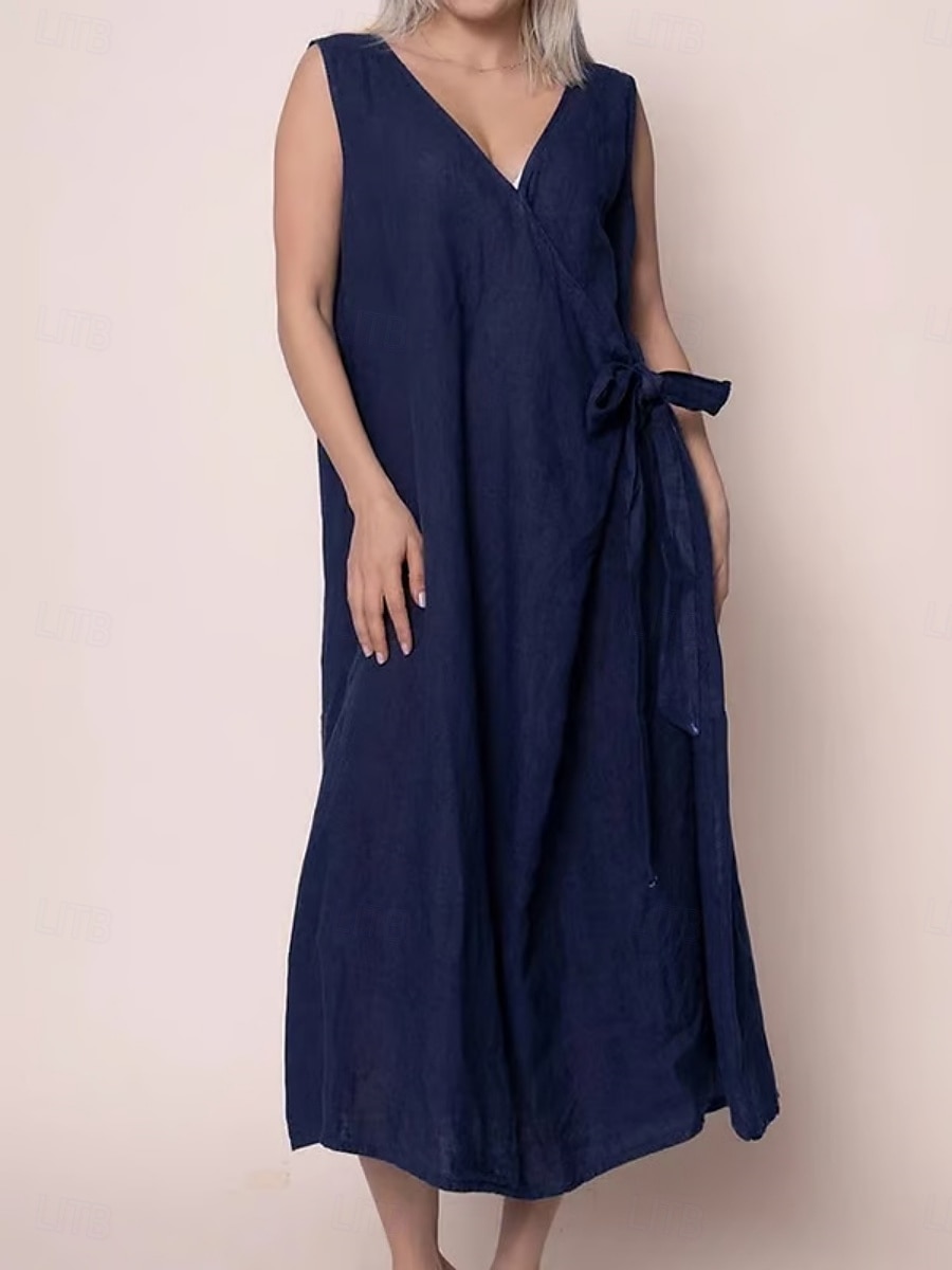 Femmes Robe maxi Robe d'été Occasionnel Quotidien Coupe régulière Graphique Sans manches Col en V Fuchsia Vert Bleu de minuit Gris foncé Été de 2025 ? $28.99 –P3