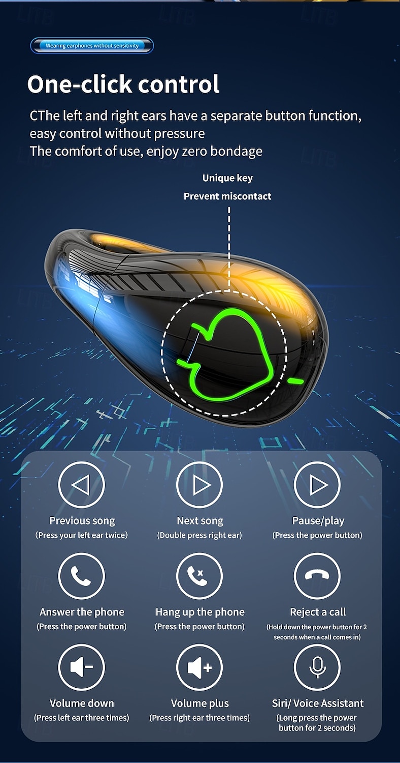 AX11 TWS Ear Clip Wireless Earbuds – Bluetooth 5.3 Headphones for Sports, Gaming, Hands-Free Calls, Mobile & Travel Use for iOS Android 2025 - $20.99 –P11