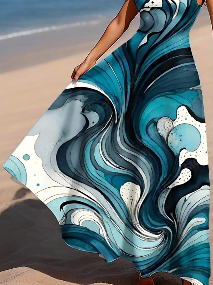 Women's Maxi Dress A Line Dress Off The Shoulder Dress Vacation Casual Beach Party Regular Fit Ombre Graphic Marble Sleeveless Square Neck Scoop Neck Light Pink Ice Blue Peacock Blue Summer Spring 2025 - $26.99 –P9