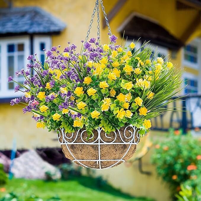 9 связок искусственных цветов для улицы, устойчивые к ультрафиолетовому излучению искусственные растения для подвесной корзины, оконного ящика, свадьбы, внутреннего и наружного оформления, не 2026 - $14.49 –P1