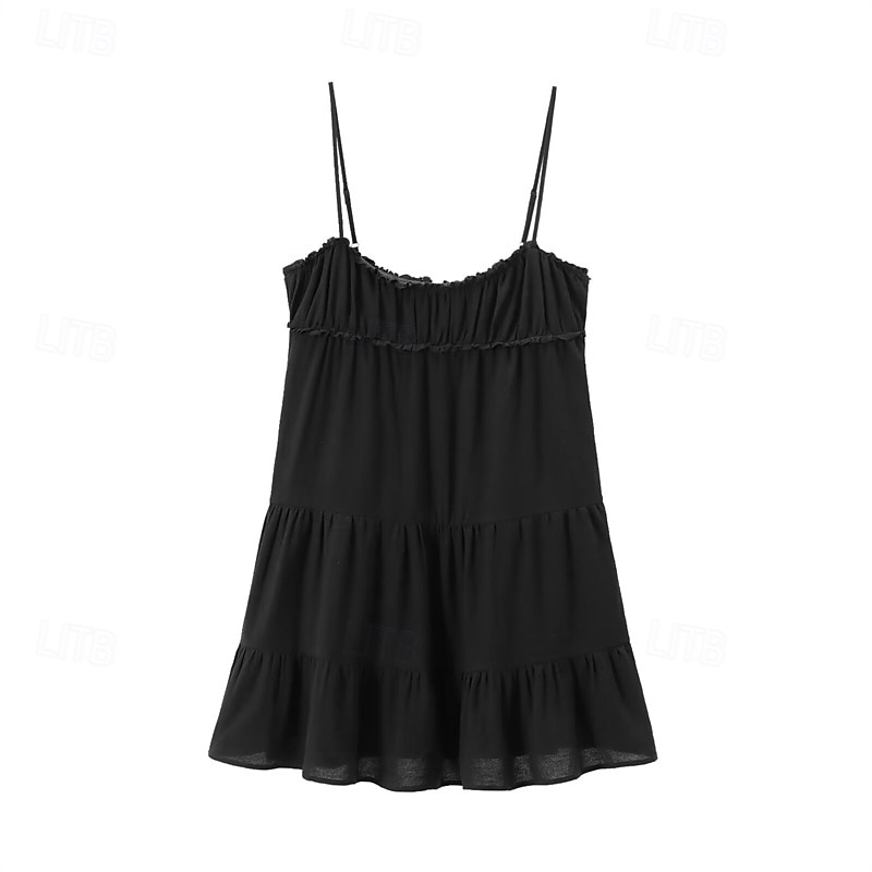 Pentru femei Rochie Mini Rochie albă Rochie de absolvire Rochie Slip Modă Rochie eleganta În aer liber Petrecere Concediu Fit regulat Simplu Fără manșon În V Negru Alb Vară 2025 - $27.99 –P8